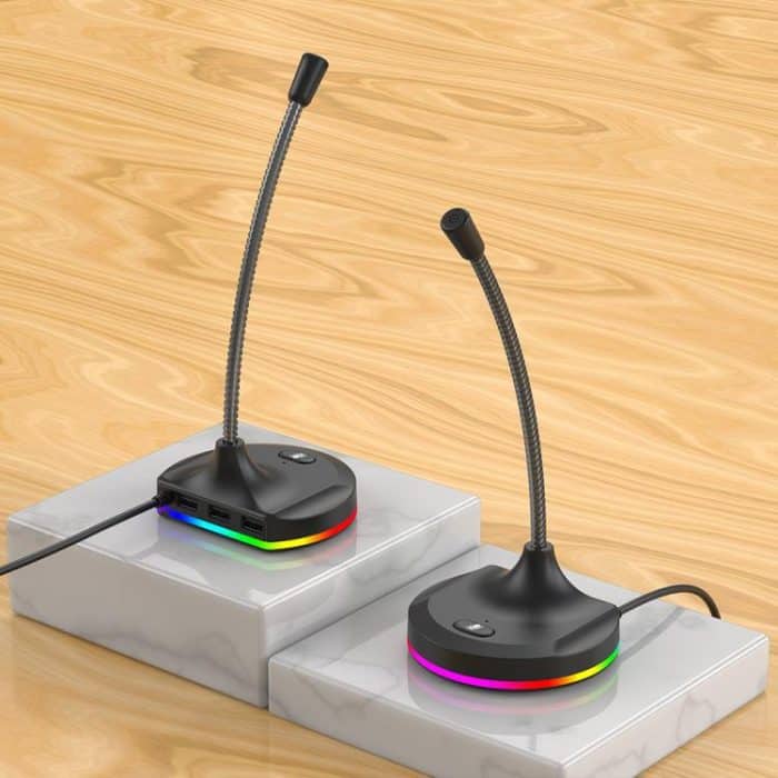 USB Multi-function Microphone RGB Light Built-in Sound Card – Bild 1