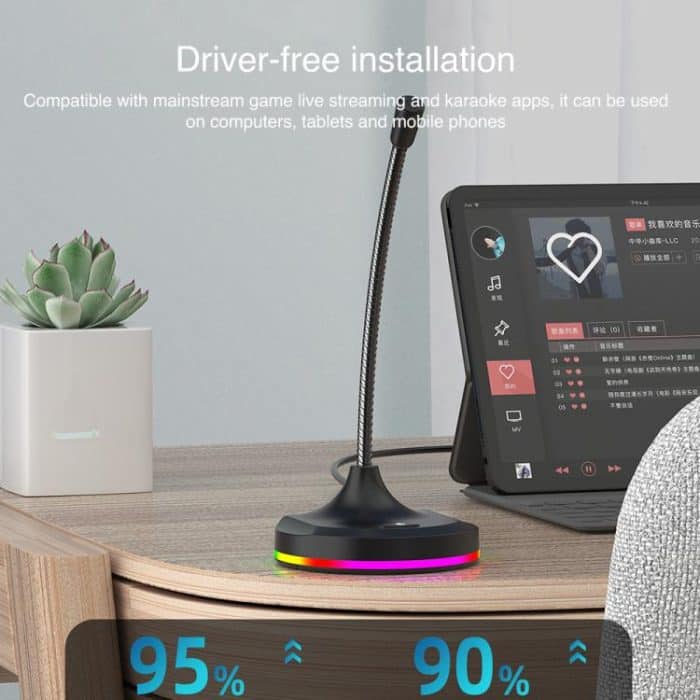 USB Multi-function Microphone RGB Light Built-in Sound Card – Bild 3
