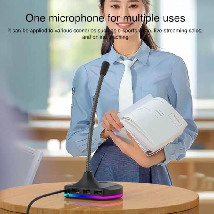 USB Multi-function Microphone RGB Light Built-in Sound Card – Bild 7