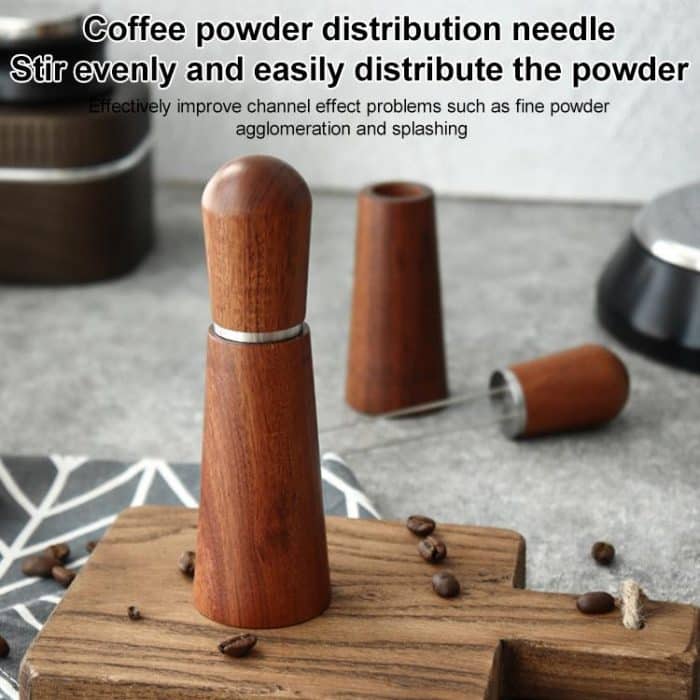 Solid Wood Stand Stainless Steel Coffee Loose Powder Needle – Bild 3