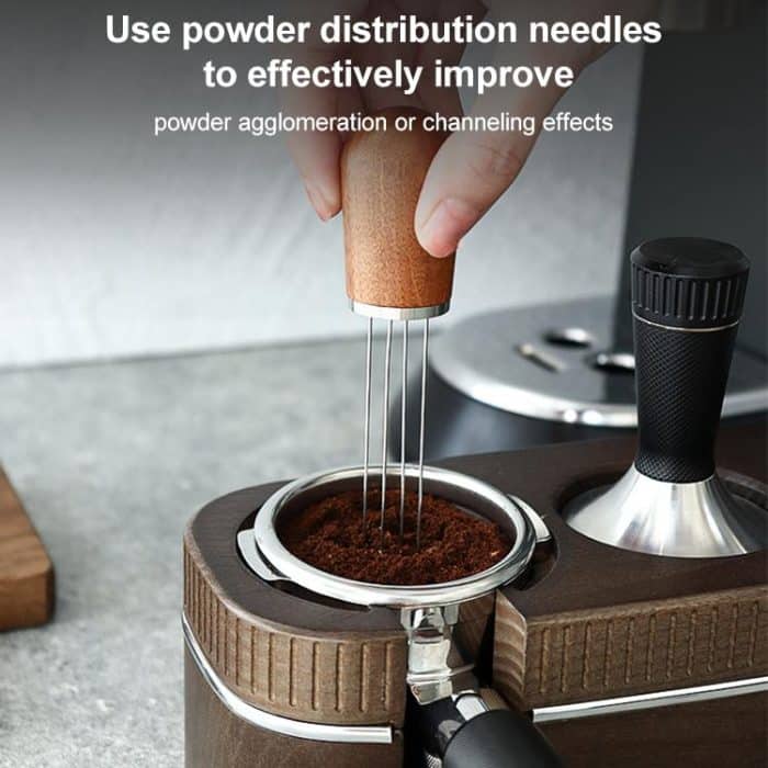 Solid Wood Stand Stainless Steel Coffee Loose Powder Needle – Bild 4