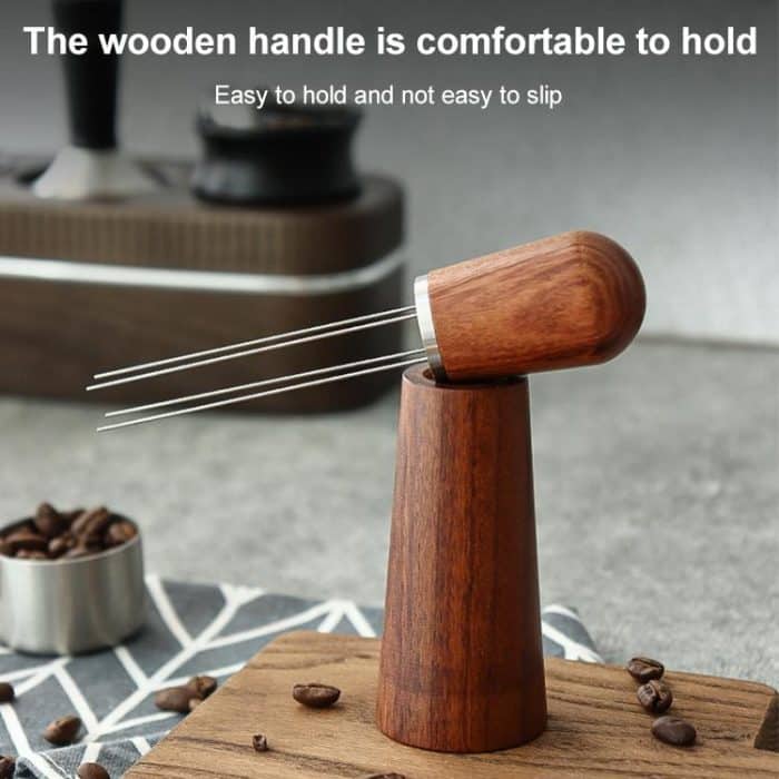 Solid Wood Stand Stainless Steel Coffee Loose Powder Needle – Bild 7