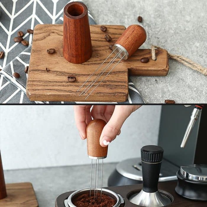 Solid Wood Stand Stainless Steel Coffee Loose Powder Needle – Bild 8