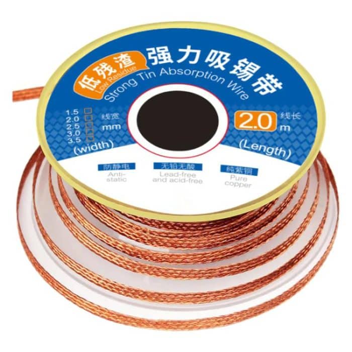 Strong Tin Absorption Wire, 1520(1.5mm x 2m), 2020(2.0mm x 2m), 2520(2.5mm x 2m), 3020(3.0mm x 2m), 3520(3.5mm x 2m) – Bild 2