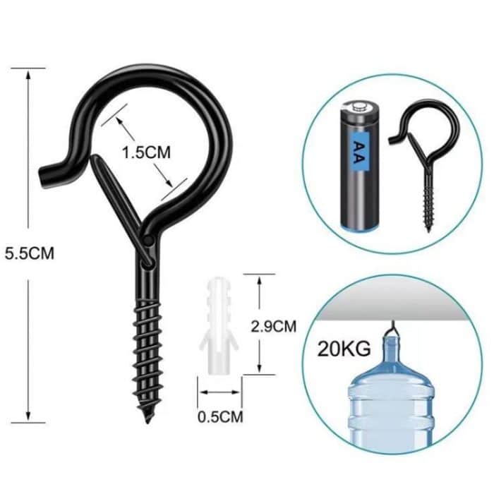 Metal Sheep Eye Spring Hook, Black M5, One Box Black M5, Black M4, One Box Black M4, Black M6 – Bild 2