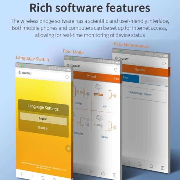 COMFAST CF-E112N V2 2.4GHz 300Mbps 9dBi Monitoring Bridge Set – Bild 13