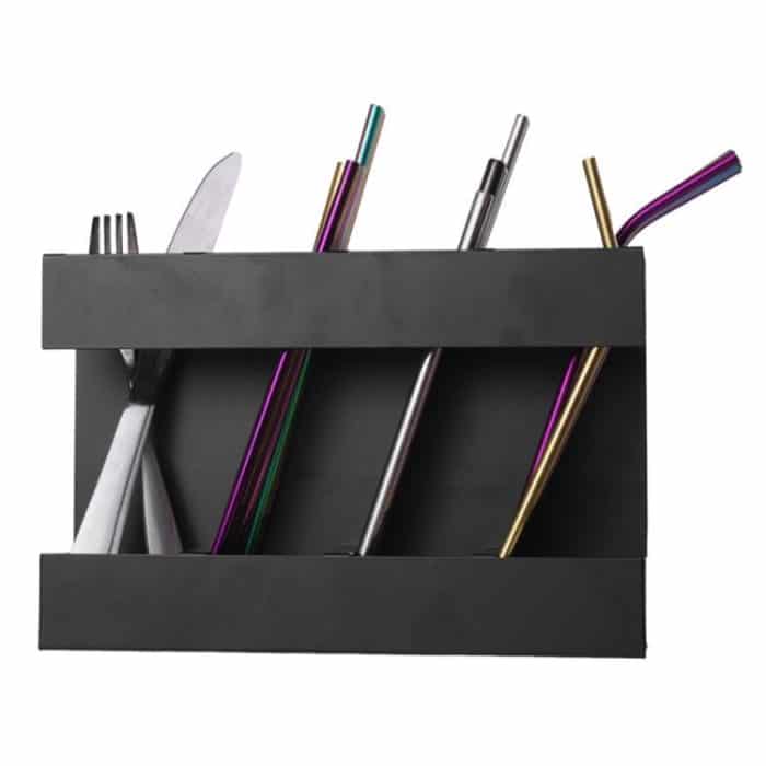 Four-grid Straw Cutlery Metal Storage Rack Kitchen Organizer without Soft Magnetic Sheet, without Soft Magnetic Sheet – Bild 2