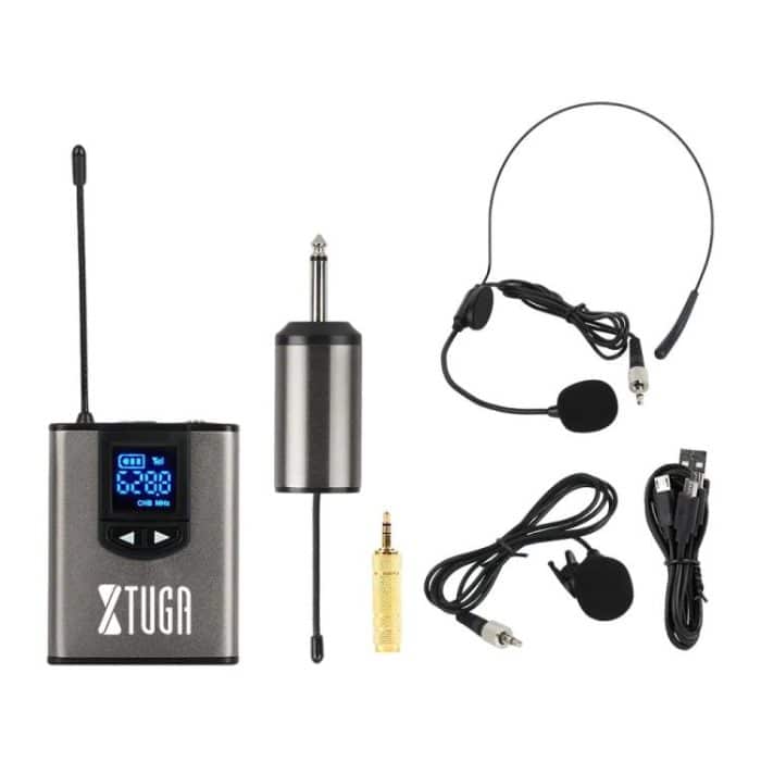 XTUGA  A1 UHF Wireless Headset Lavalier Microphone System with Bodypack Transmitter, A1 – Bild 2