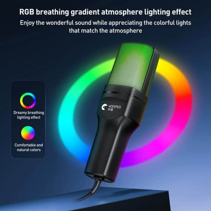 Yanmai SF-777R RGB-Licht-Desktop-Mikrofon zur Rauschunterdrückung mit Anti-Sprühnetz – Bild 3