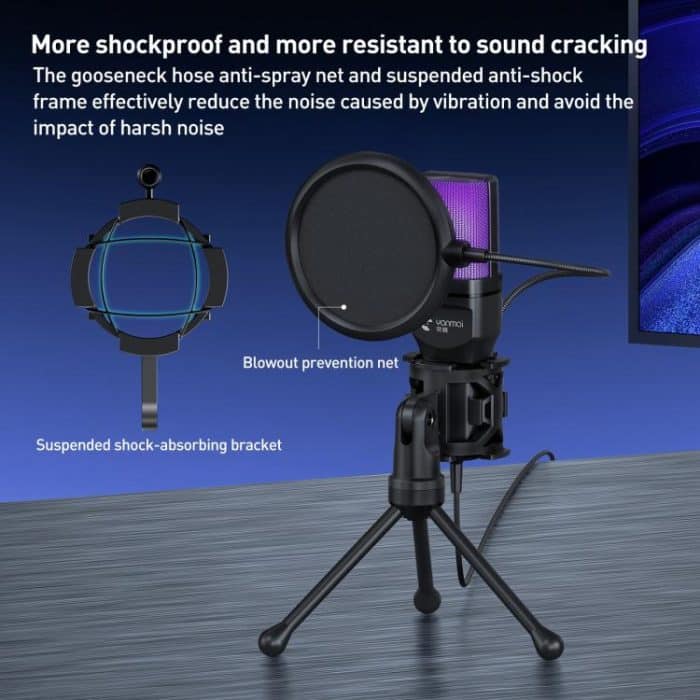 Yanmai SF-777R RGB-Licht-Desktop-Mikrofon zur Rauschunterdrückung mit Anti-Sprühnetz – Bild 7