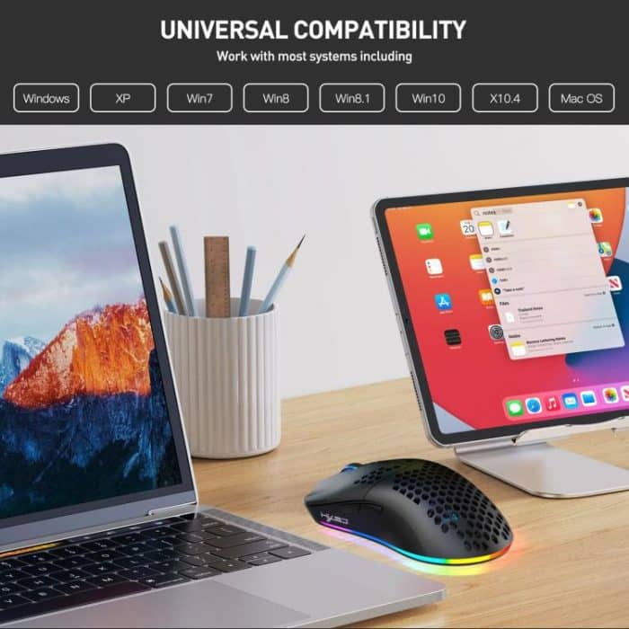 HXSJ T66 3 Modes Wired 2.4G BT5.3 Wireless RGB Rechargeable Mouse, T66 – Bild 11