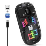 HXSJ T200 Dual Modes 2.4G BT5.0 Transparent RGB Wireless Mouse, T200