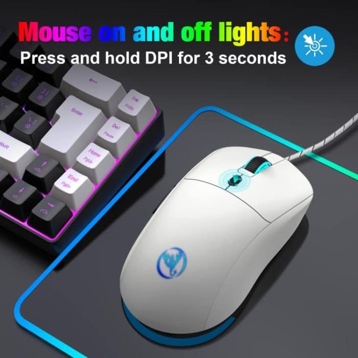 HXSJ X200 3600DPI Colorful Luminous Wired Mouse, Cable Length: 1.5m, X200 Black, X200 White – Bild 7