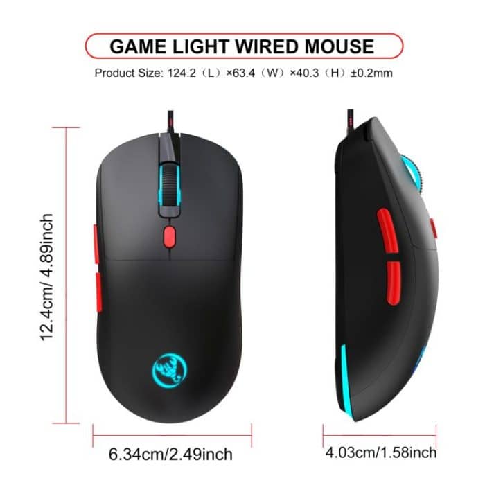 HXSJ X200 3600DPI Colorful Luminous Wired Mouse, Cable Length: 1.5m, X200 Black, X200 White – Bild 10