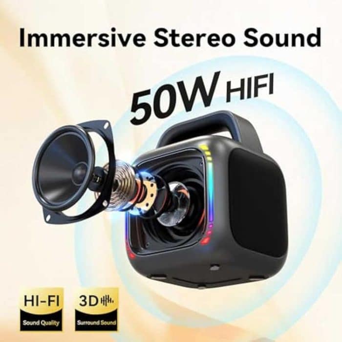 MS6K Portable RGB Dazzling Bluetooth Speaker Outdoor Karaoke Subwoofer, No Mic, Dual Mic – Bild 3