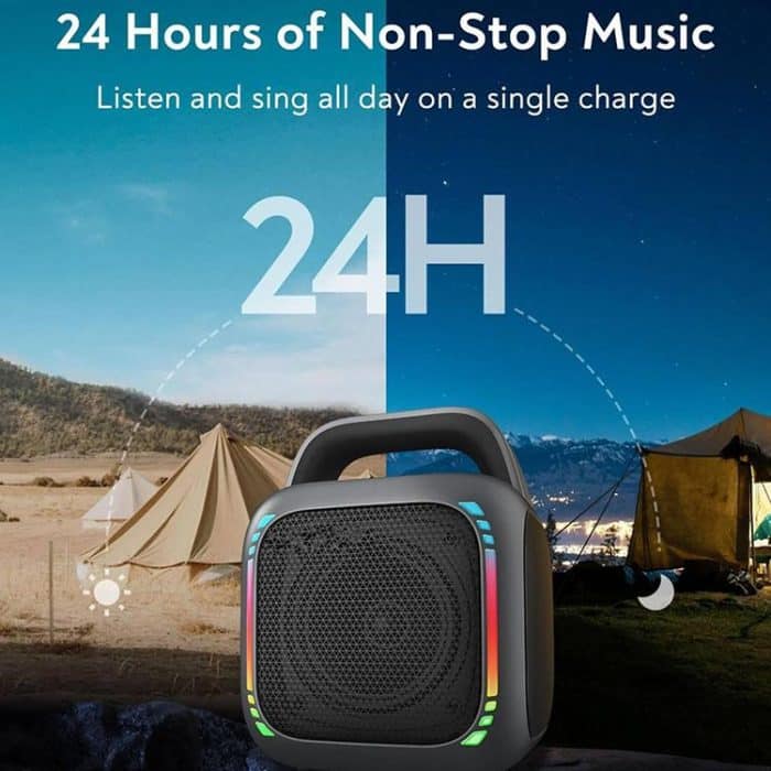 MS6K Portable RGB Dazzling Bluetooth Speaker Outdoor Karaoke Subwoofer, No Mic, Dual Mic – Bild 8