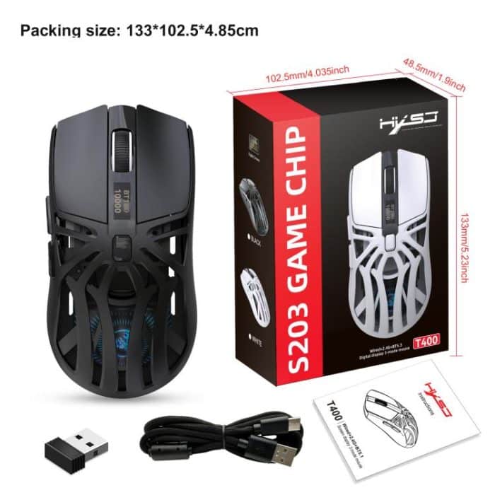 HXSJ T400 Tri-mode Rechargeable Wireless Mouse – Bild 9