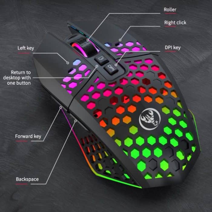 HXSJ T500 Hole Mouse 2.4G Backlight Rechargeable Wireless Mouse – Bild 4