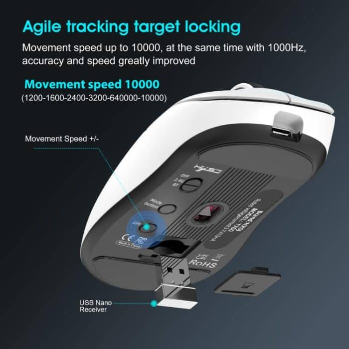 HXSJ T700 Tri-mode Lightweight Wireless Mouse – Bild 5
