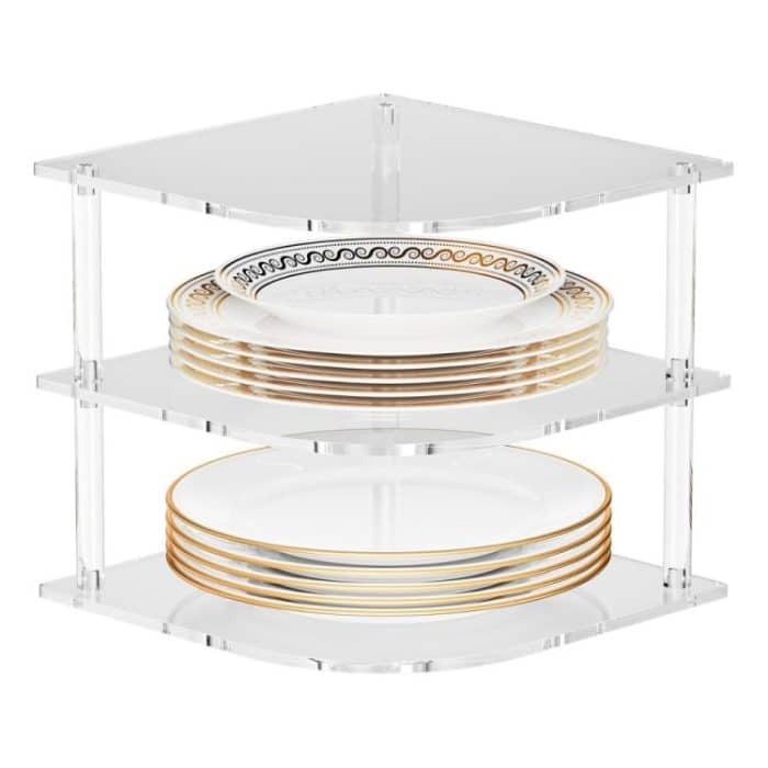 YX165 Acrylic 3 Tier Corner Plates and Bowls Organizer Shelf, YX165 – Bild 1