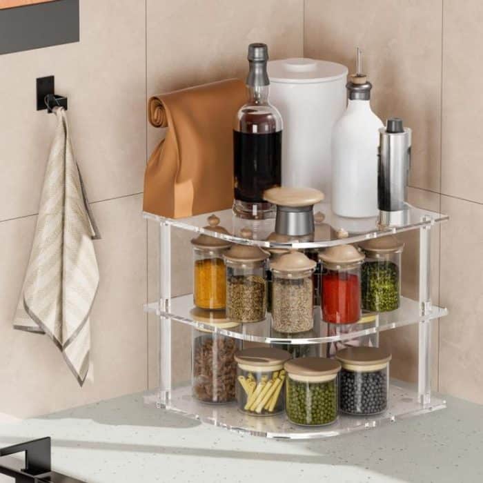 YX165 Acrylic 3 Tier Corner Plates and Bowls Organizer Shelf, YX165 – Bild 5