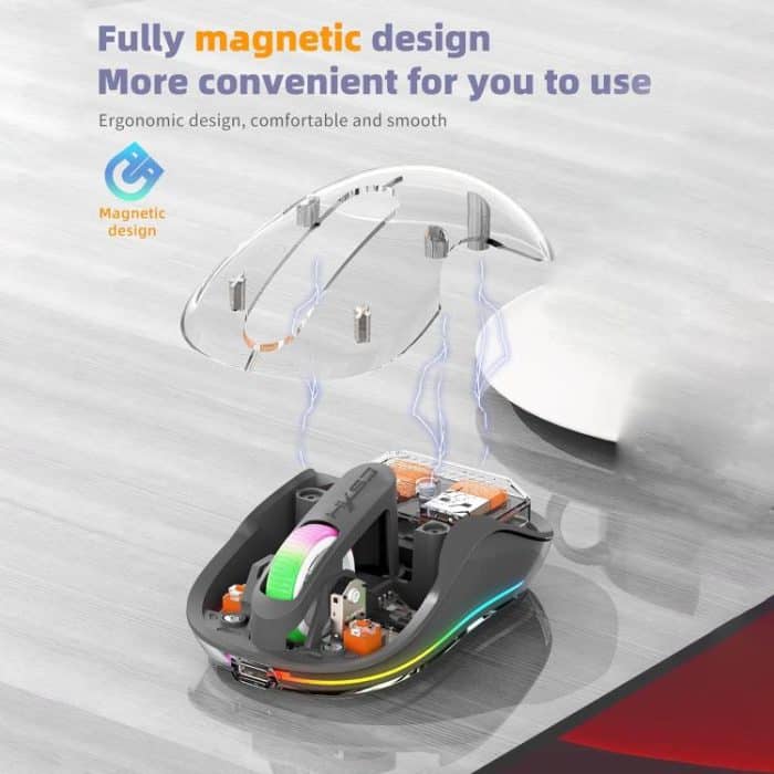 HXSJ M333 Three Modes Transparent Wireless Mouse – Bild 3