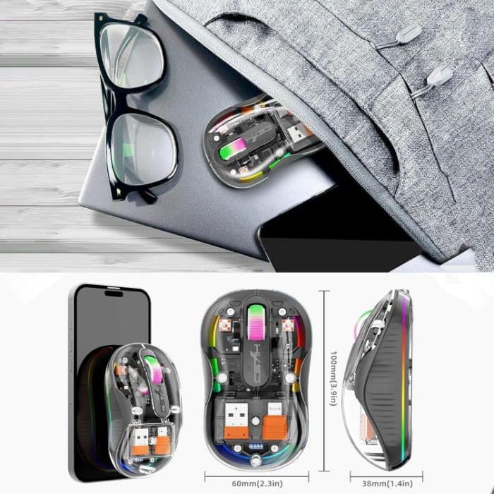 HXSJ M333 Three Modes Transparent Wireless Mouse – Bild 6