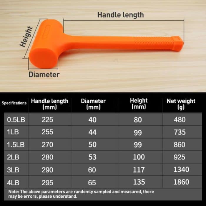 Multifunctional Non-elastic Rubber Installation Hammer, 0.5LB, 1.5LB, 1LB, 2.5LB, 2LB, 3LB, 4LB – Bild 5