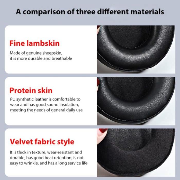 2pcs Sponge Earmuffs Replacement Earpads For ATH-A900X, Black Flannel, Black Protein Leather, Black Lambskin+Microfiber, Black Lambskin, Black Punched Lambskin, Black Mesh-Headband, Black Mesh-Solid Headband – Bild 5