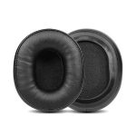 2pcs Sponge Earmuffs Replacement Earpads For Audio Technica ATH-M60X, Black Protein Leather, Black Lambskin