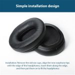 2pcs Sponge Earmuffs Replacement Earpads For Audio Technica ATH-M60X, Black Protein Leather, Black Lambskin – Bild 3