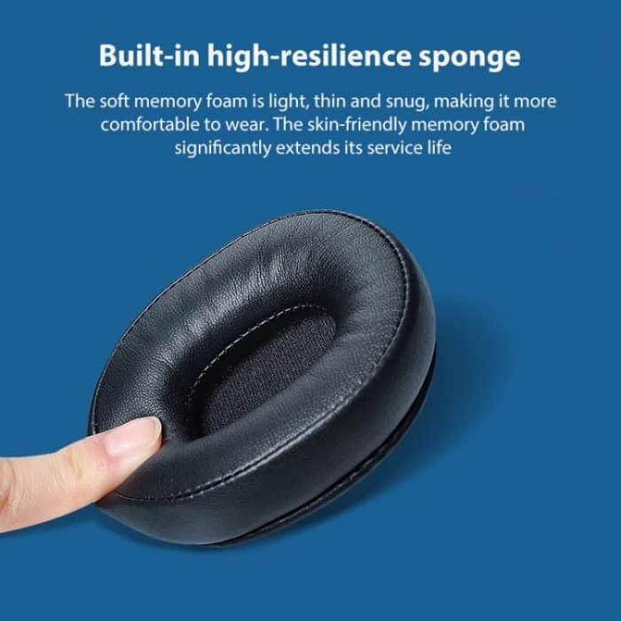 2pcs Sponge Earmuffs Replacement Earpads For Audio Technica ATH-M60X, Black Protein Leather, Black Lambskin – Bild 5