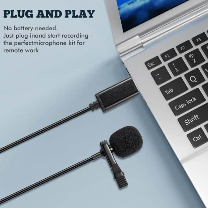 USB Interface Lavalier Microphone for Laptop Live Conference Recording, USB Interface – Bild 5