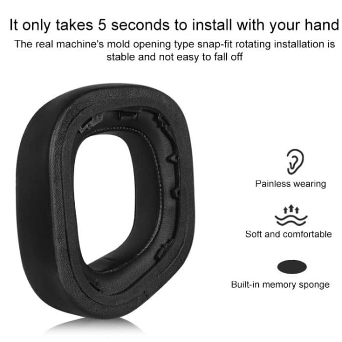 1 Pair Protein Leather and Ice Silk Cloth Replacement Earpads For Corsair HS80 Max / HS80 USB Wired / HS81 RGB, Protein Leather and Ice Silk Cloth For Corsair HS80 Max – Bild 3