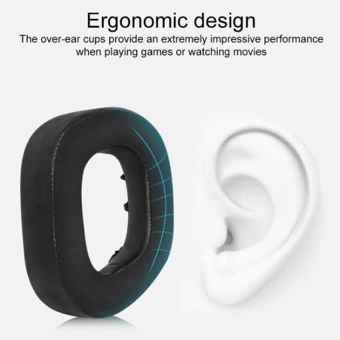 1 Pair Protein Leather and Ice Silk Cloth Replacement Earpads For Corsair HS80 Max / HS80 USB Wired / HS81 RGB, Protein Leather and Ice Silk Cloth For Corsair HS80 Max – Bild 5