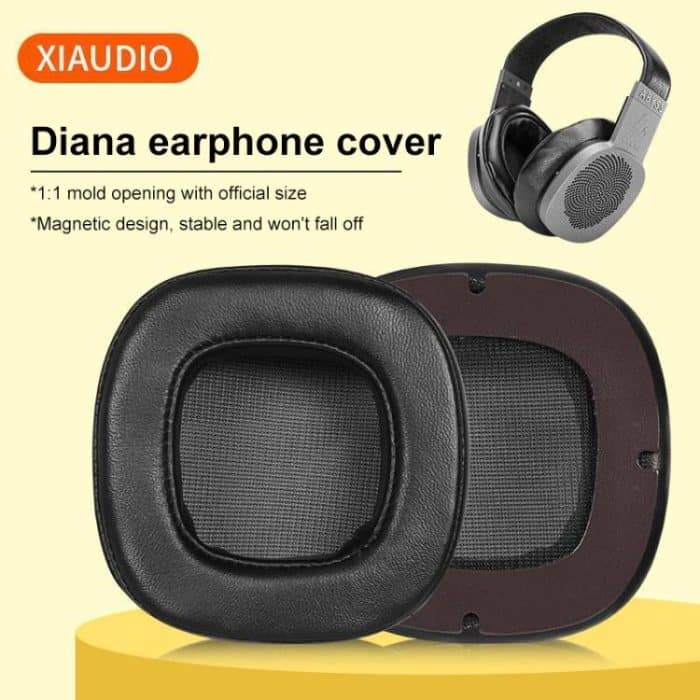 2pcs Magnetic Snap-on Lambskin Leather Earpads For Abyss Diana Phi / AB-1266, For Abyss Diana Phi / AB-1266(Black) – Bild 2