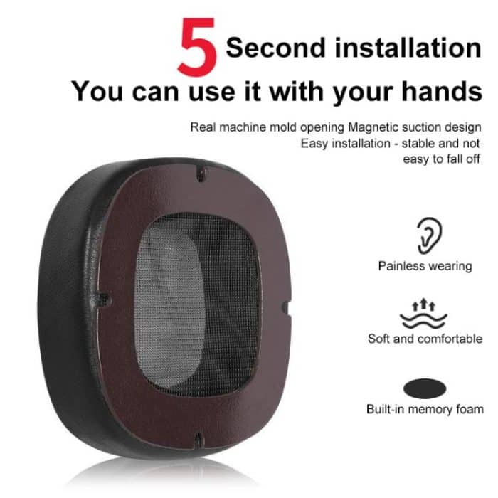 2pcs Magnetic Snap-on Lambskin Leather Earpads For Abyss Diana Phi / AB-1266, For Abyss Diana Phi / AB-1266(Black) – Bild 6