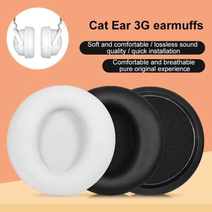 2pcs Protein Leather Earpads For Brookstone Yowu Selkirk Model Z 3G Cat Ear Headphone, For Brookstone Yowu Selkirk Model Z 3G(Black), For Brookstone Yowu Selkirk Model Z 3G(White) – Bild 2