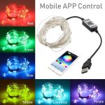 RGB USB LED Kupferdraht Lichterkette Urlaub Dekoration Lichterkette Bluetooth Mobile APP Steuerung, 2m 20 LED, 5m 50 LED, 10m 100 LED, 12m 120 LED, 15m 150 LED, 20m 200 LED – Bild 3