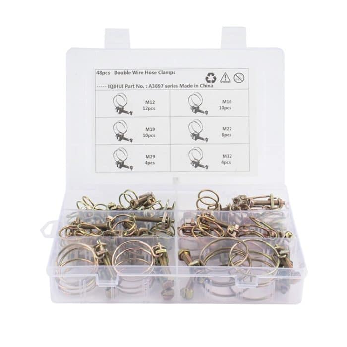 48 PCS Einstellbare Farbe Doppelverdrahtete Schlauchschellen aus verzinktem Eisen – Bild 2