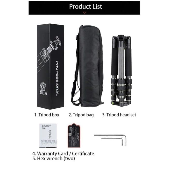 BEXIN BX255C K30 Tragbares Kohlefaser-Stativ für Kamera Dslr – Bild 11