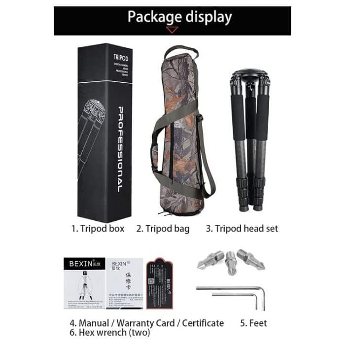 BEXIN ST424C Robuster Camcorder Photographisches Carbon-Stativ Großes Stativ, max – Bild 14