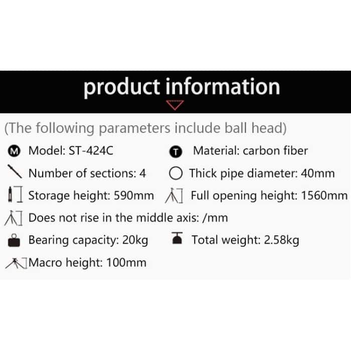 BEXIN ST424C Robuster Camcorder Photographisches Carbon-Stativ Großes Stativ, max – Bild 15