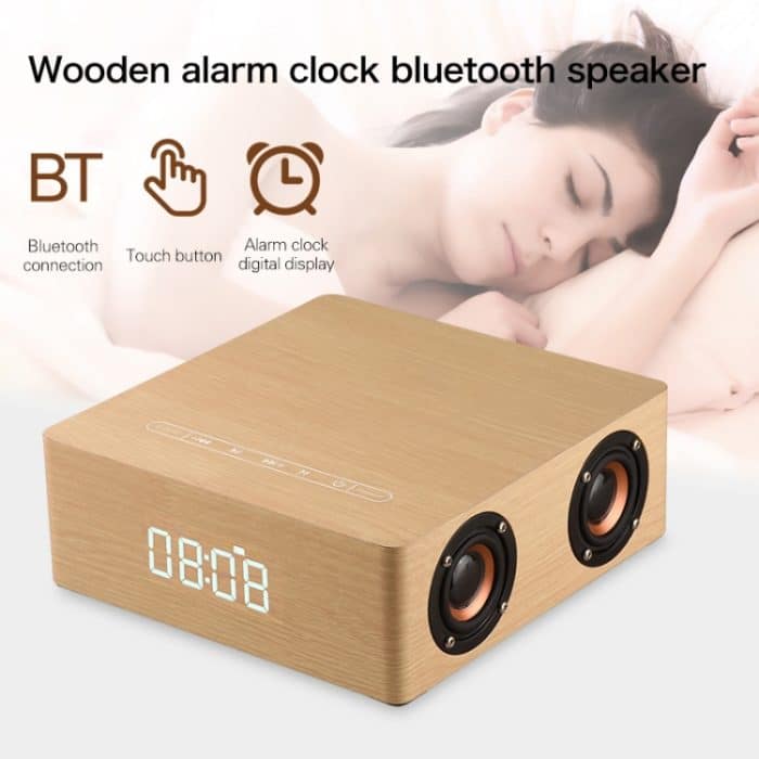 Q5C Multifunktionaler Holz-Touch-Uhr-Display, Bluetooth-Lautsprecher, unterstützt TF-Karte, U-Disk und 3,5 mm AUX, Q5C – Bild 5