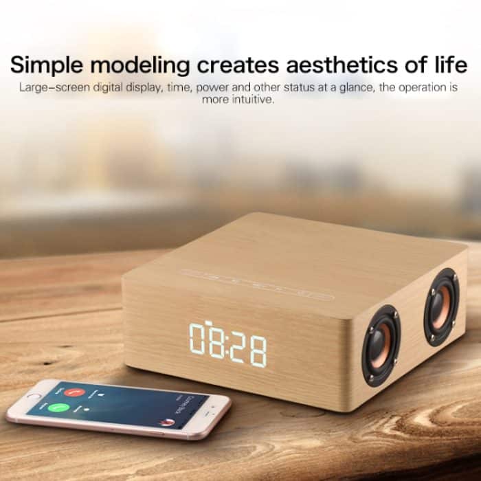 Q5C Multifunktionaler Holz-Touch-Uhr-Display, Bluetooth-Lautsprecher, unterstützt TF-Karte, U-Disk und 3,5 mm AUX, Q5C – Bild 7