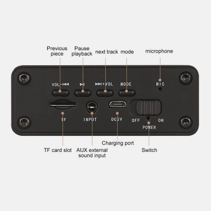 W5C Subwoofer Holzuhr Bluetooth-Lautsprecher, unterstützt TF-Karte und 3,5 mm AUX, Brown Wood, Yellow Wood – Bild 5