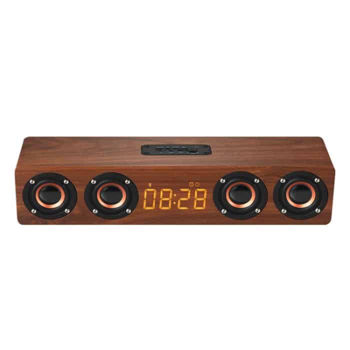 W8C Holzuhr-Subwoofer-Bluetooth-Lautsprecher, unterstützt TF-Karte, U-Disk und 3,5-mm-AUX, Brown Wood, Yellow Wood – Bild 16
