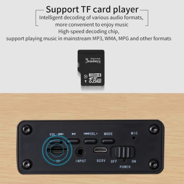 W8C Holzuhr-Subwoofer-Bluetooth-Lautsprecher, unterstützt TF-Karte, U-Disk und 3,5-mm-AUX, Brown Wood, Yellow Wood – Bild 7