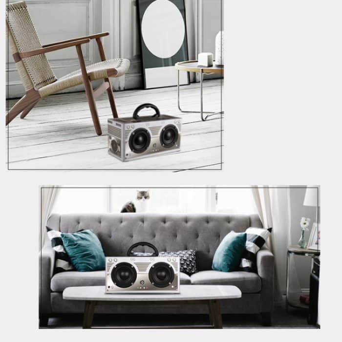 Tragbarer Retro-Bluetooth-Lautsprecher W9 aus Holz, unterstützt TF-Karte und 3,5-mm-AUX – Bild 13