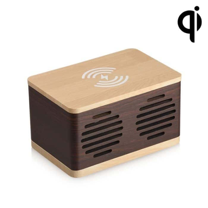 D70 QI Standard-Subwoofer, Bluetooth 4.2-Lautsprecher aus Holz, unterstützt TF-Karte und 3,5 mm AUX, Yellow, Brown – Bild 1
